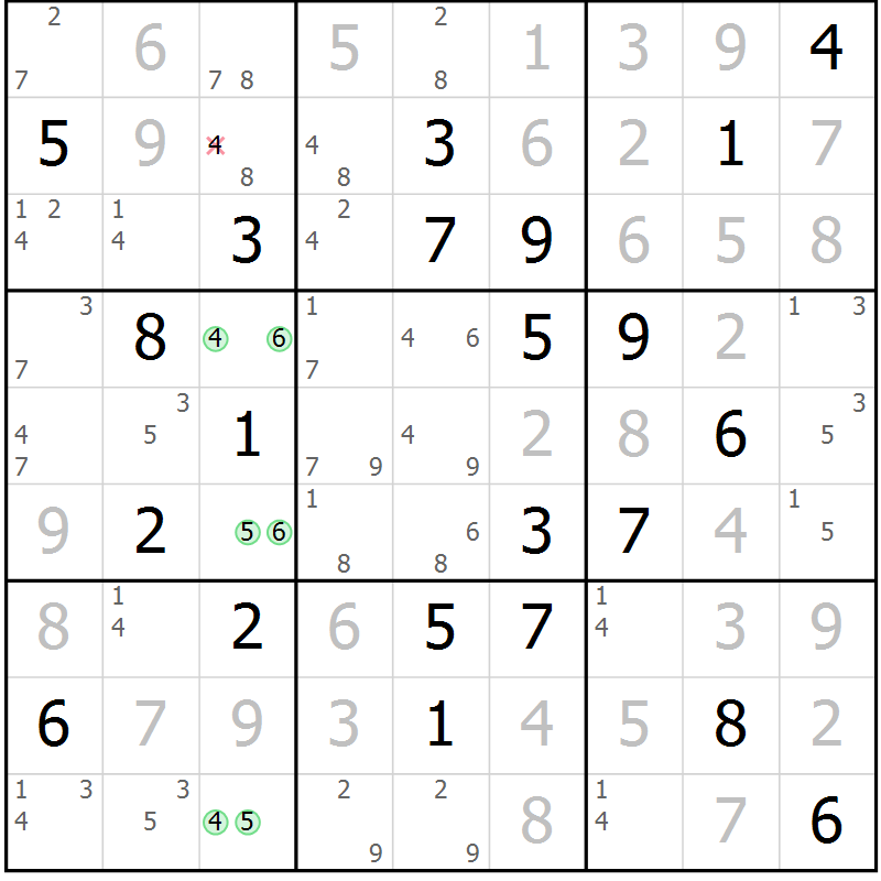 Position des candidats pour la solution de la Gr 13 page 16 du magazine de sudoku Suprême n° 034