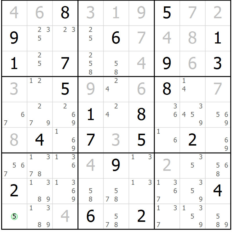 Position des candidats pour la solution de la Gr 14 page 17 du magazine de sudoku Suprême n° 034