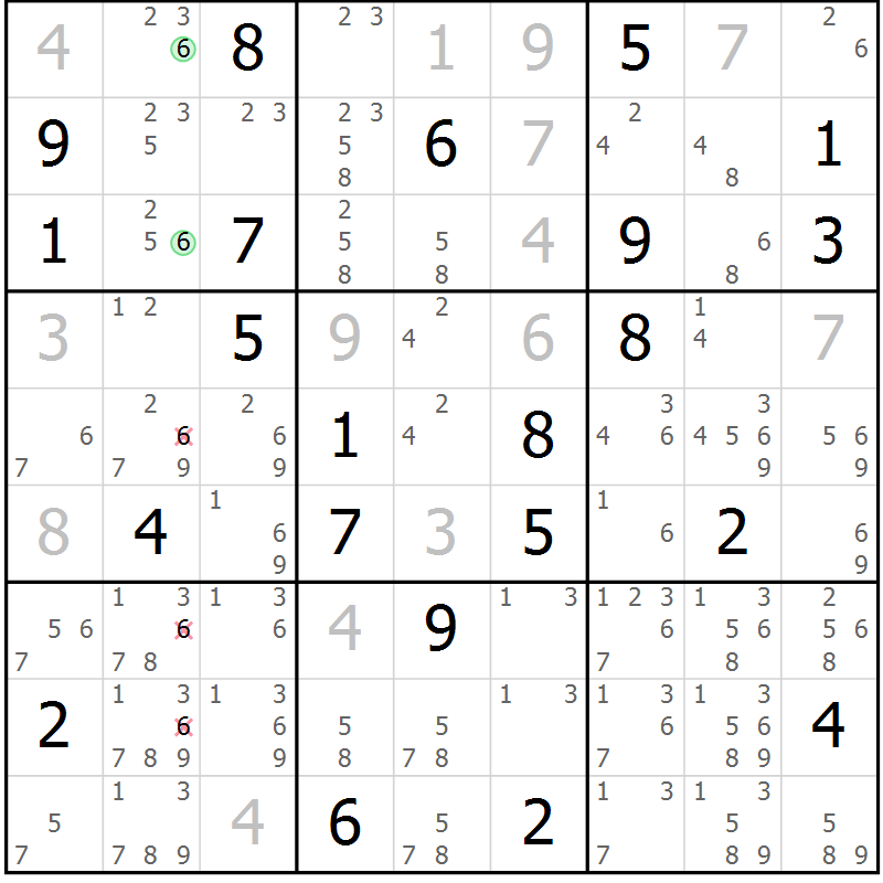 Position des candidats pour la solution de la Gr 14 page 17 du magazine de sudoku Suprême n° 034