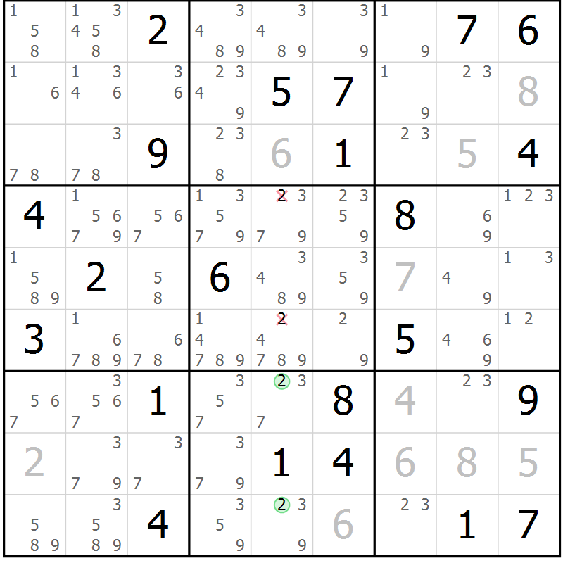 Position des candidats pour la solution de la Gr 16 page 19 du magazine de sudoku Suprême n° 034
