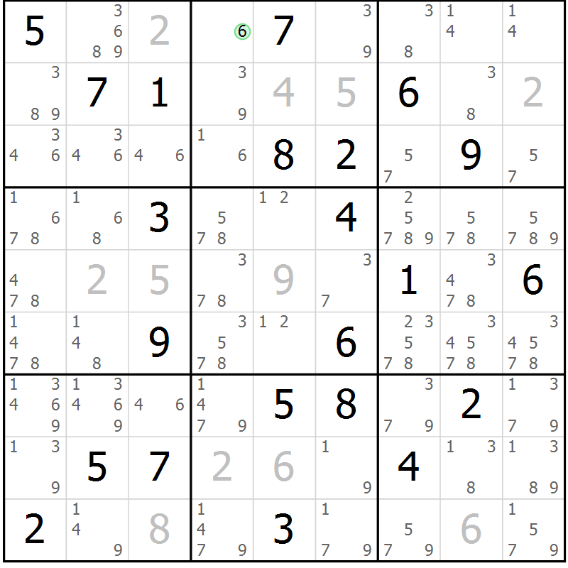 Position des candidats pour la solution de la Gr 17 page 20 du magazine de sudoku Suprême n° 034