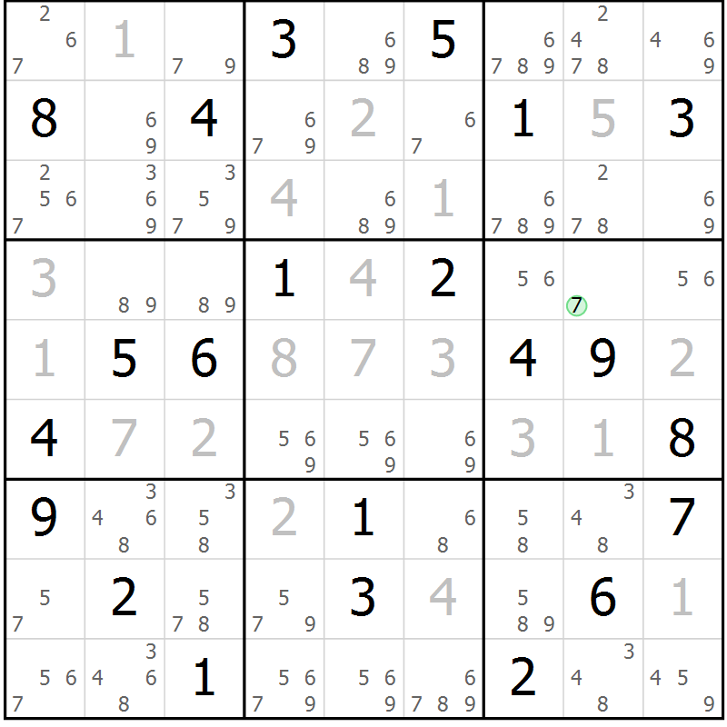 Position des candidats pour la solution de la Gr 20 page 23 du magazine de sudoku Suprême n° 034