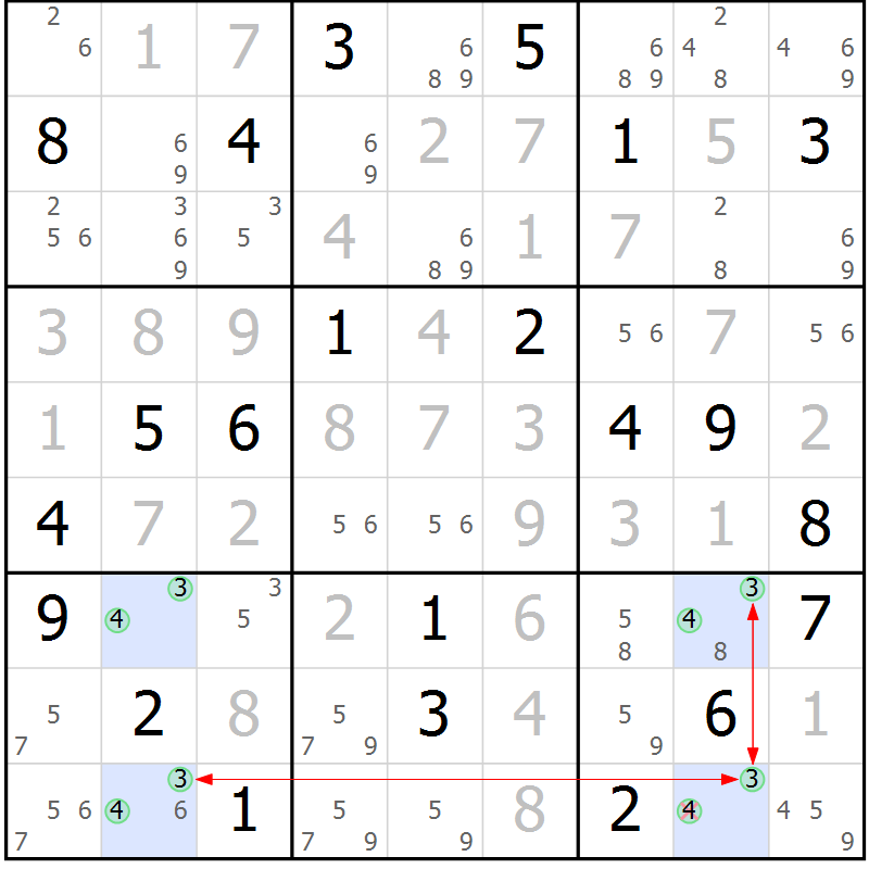 Position des candidats pour la solution de la Gr 20 page 23 du magazine de sudoku Suprême n° 034