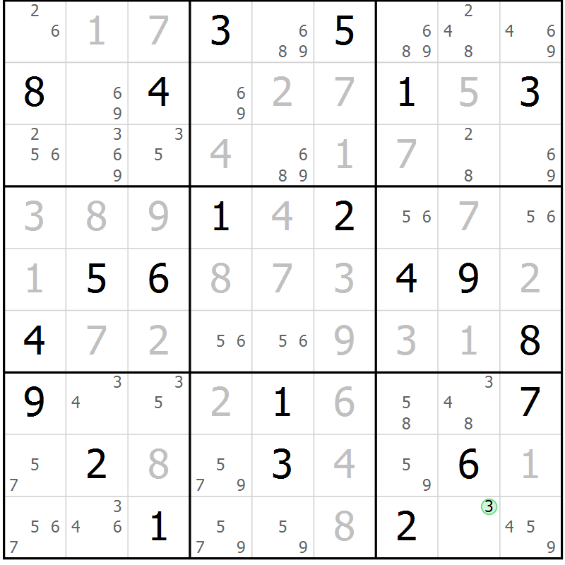 Position des candidats pour la solution de la Gr 20 page 23 du magazine de sudoku Suprême n° 034