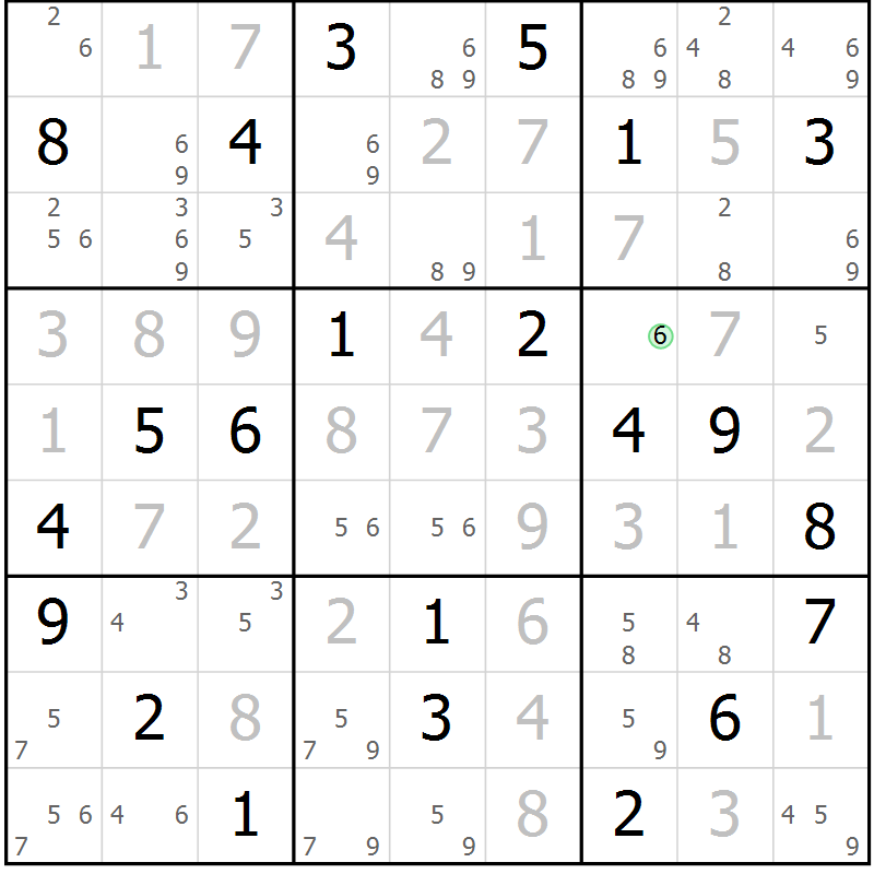 Position des candidats pour la solution de la Gr 20 page 23 du magazine de sudoku Suprême n° 034