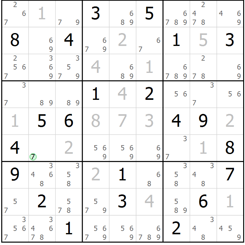 Position des candidats pour la solution de la Gr 20 page 23 du magazine de sudoku Suprême n° 034