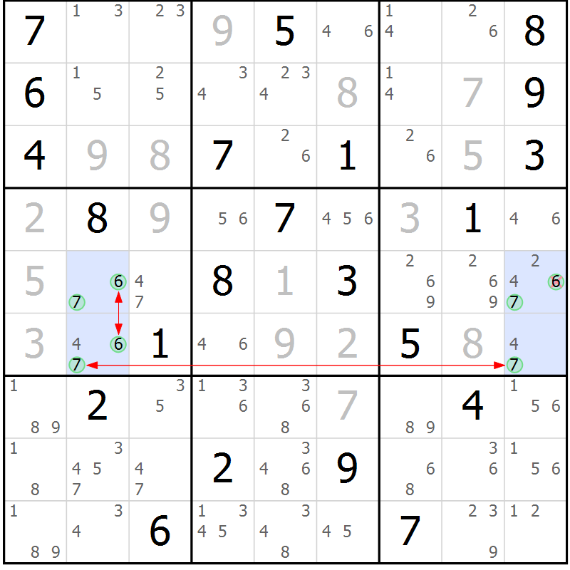 Position des candidats pour la solution de la Gr 21 page 24 du magazine de sudoku Suprême n° 034