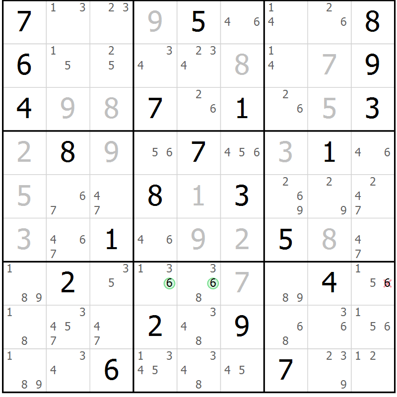 Position des candidats pour la solution de la Gr 21 page 24 du magazine de sudoku Suprême n° 034