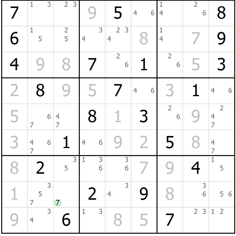 Position des candidats pour la solution de la Gr 21 page 24 du magazine de sudoku Suprême n° 034