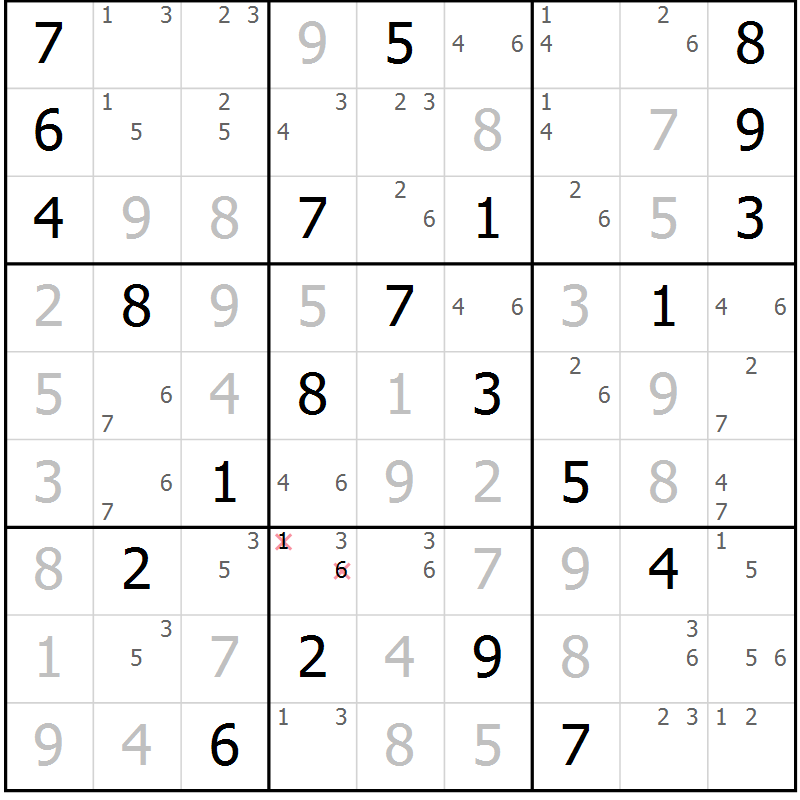 Position des candidats pour la solution de la Gr 21 page 24 du magazine de sudoku Suprême n° 034