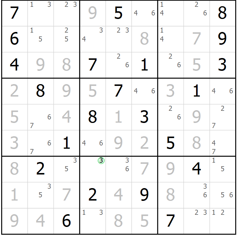 Position des candidats pour la solution de la Gr 21 page 24 du magazine de sudoku Suprême n° 034