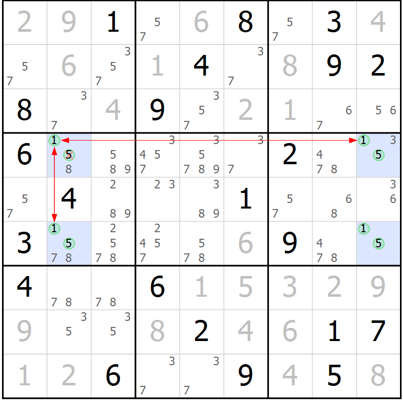 Position des candidats pour la solution de la Gr 26 page 29 du magazine de sudoku Suprême n° 034