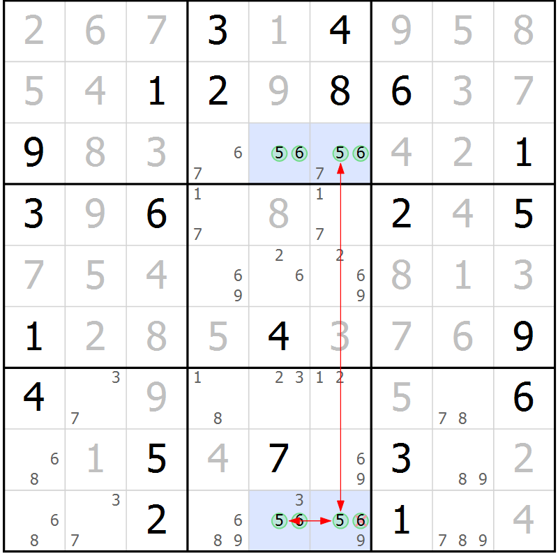 Position des candidats pour la solution de la Gr 29 page 32 du magazine de sudoku Suprême n° 034