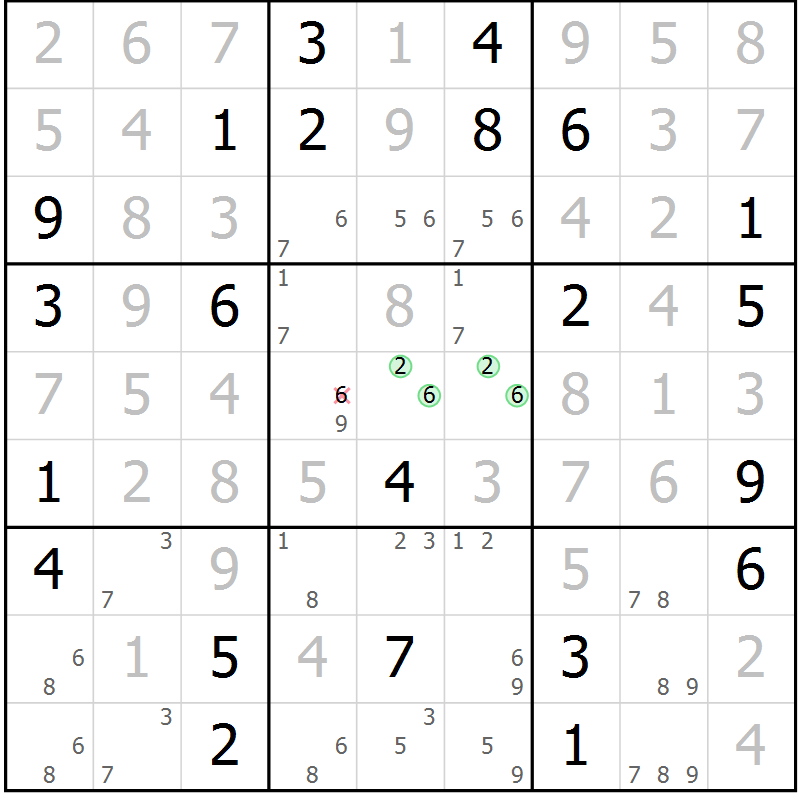 Position des candidats pour la solution de la Gr 29 page 32 du magazine de sudoku Suprême n° 034