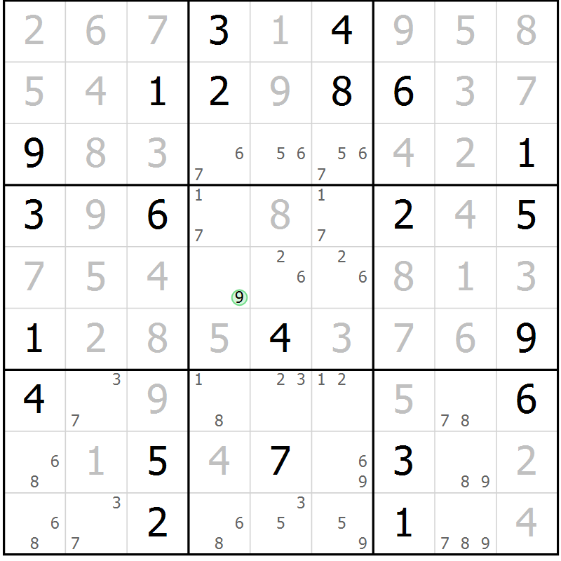 Position des candidats pour la solution de la Gr 29 page 32 du magazine de sudoku Suprême n° 034