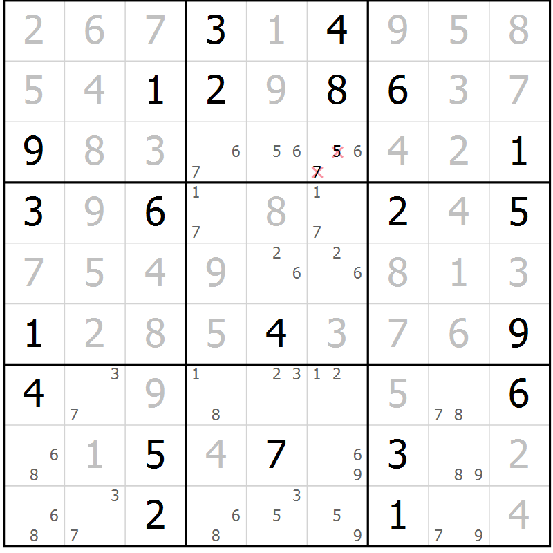 Position des candidats pour la solution de la Gr 29 page 32 du magazine de sudoku Suprême n° 034