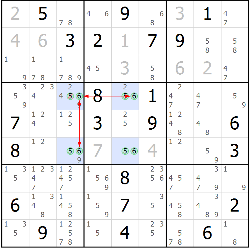 Position des candidats pour la solution de la Gr 3 page 6 du magazine de sudoku Suprême n° 034