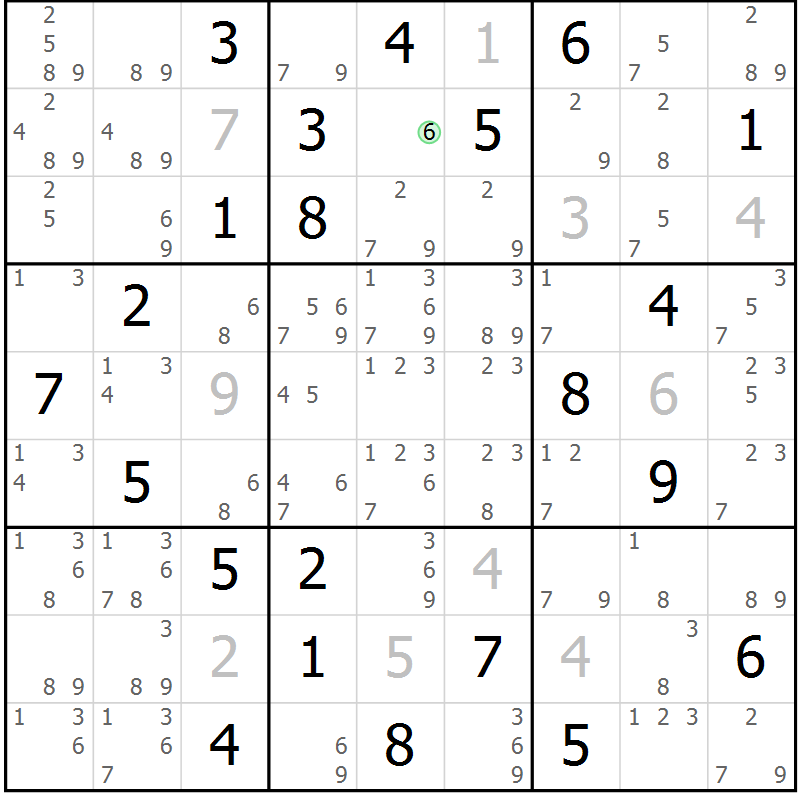 Position des candidats pour la solution de la Gr 31 page 34 du magazine de sudoku Suprême n° 034