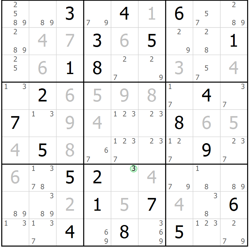 Position des candidats pour la solution de la Gr 31 page 34 du magazine de sudoku Suprême n° 034