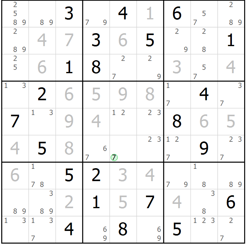 Position des candidats pour la solution de la Gr 31 page 34 du magazine de sudoku Suprême n° 034