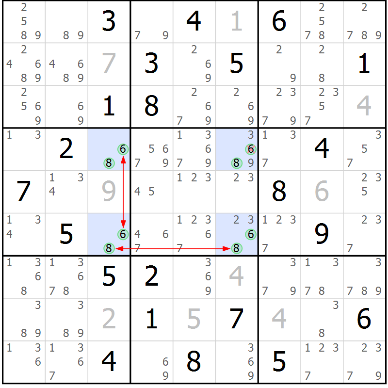 Position des candidats pour la solution de la Gr 31 page 34 du magazine de sudoku Suprême n° 034