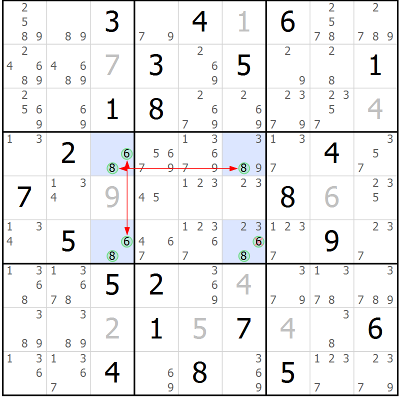 Position des candidats pour la solution de la Gr 31 page 34 du magazine de sudoku Suprême n° 034