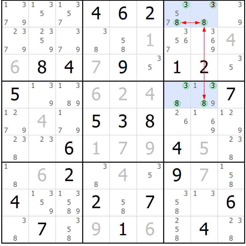 Position des candidats pour la solution de la Gr 32 page 35 du magazine de sudoku Suprême n° 034