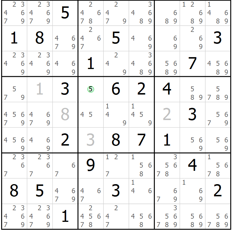 Position des candidats pour la solution de la Gr 34 page 37 du magazine de sudoku Suprême n° 034