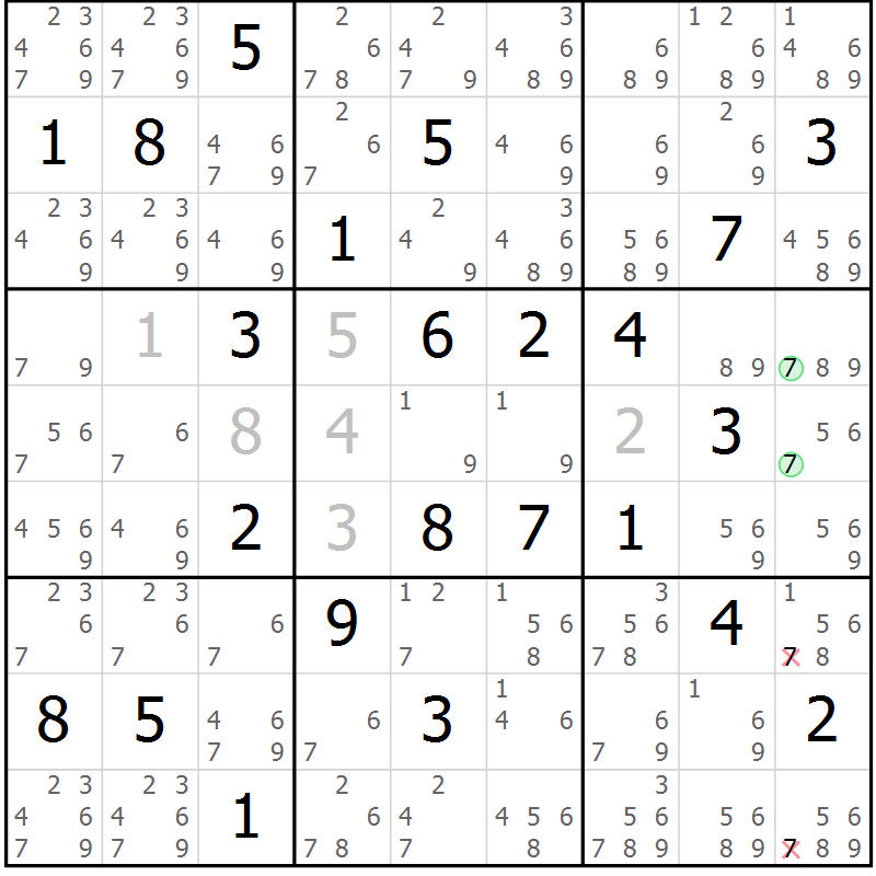 Position des candidats pour la solution de la Gr 34 page 37 du magazine de sudoku Suprême n° 034