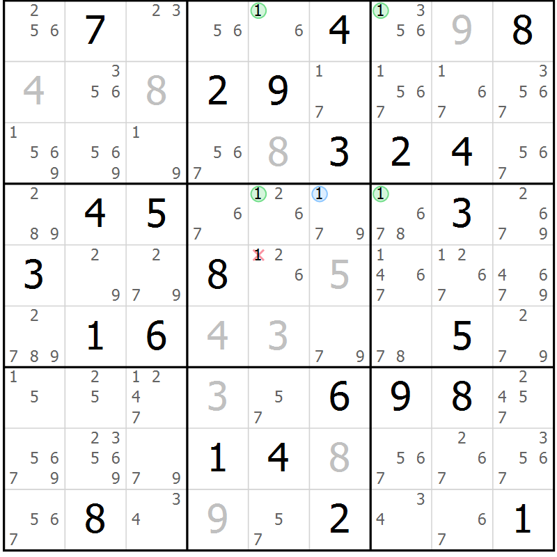 Position des candidats pour la solution de la Gr 35 page 38 du magazine de sudoku Suprême n° 034