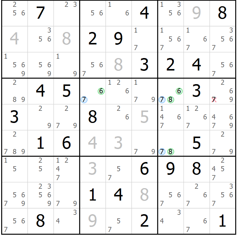 Position des candidats pour la solution de la Gr 35 page 38 du magazine de sudoku Suprême n° 034