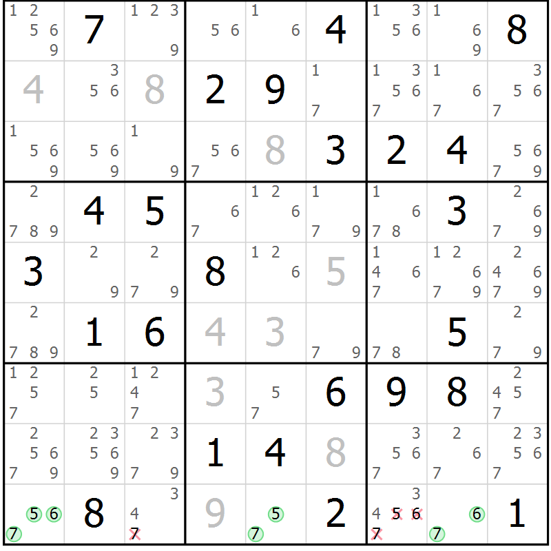 Position des candidats pour la solution de la Gr 35 page 38 du magazine de sudoku Suprême n° 034