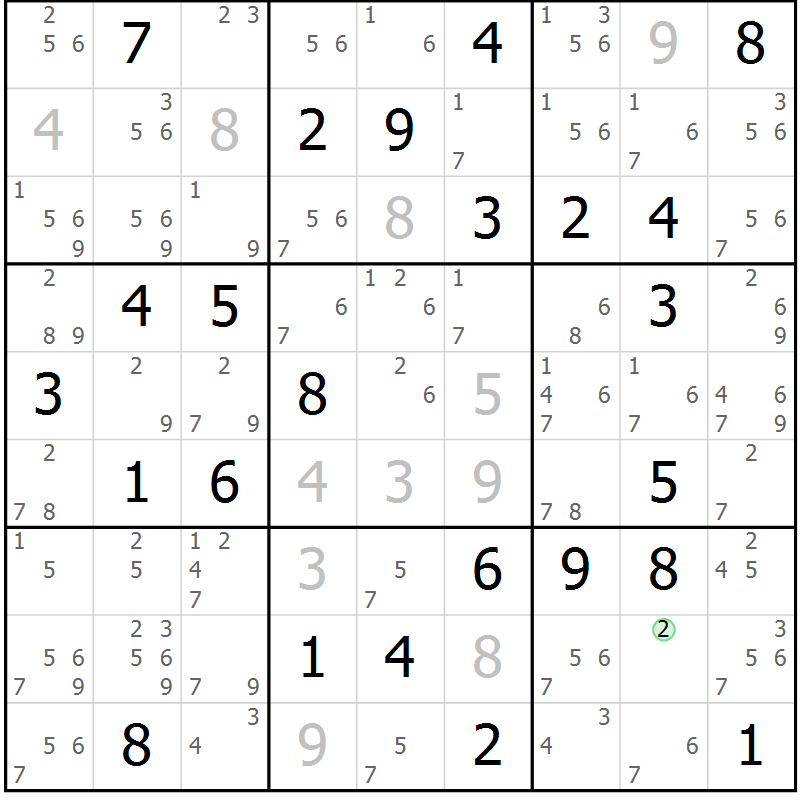 Position des candidats pour la solution de la Gr 35 page 38 du magazine de sudoku Suprême n° 034