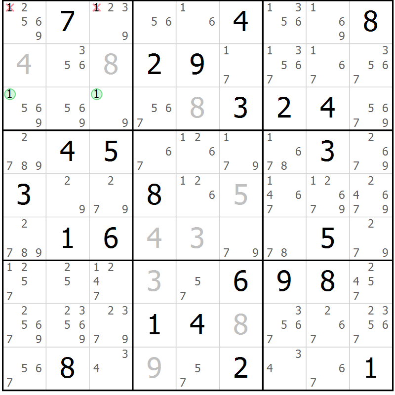 Position des candidats pour la solution de la Gr 35 page 38 du magazine de sudoku Suprême n° 034