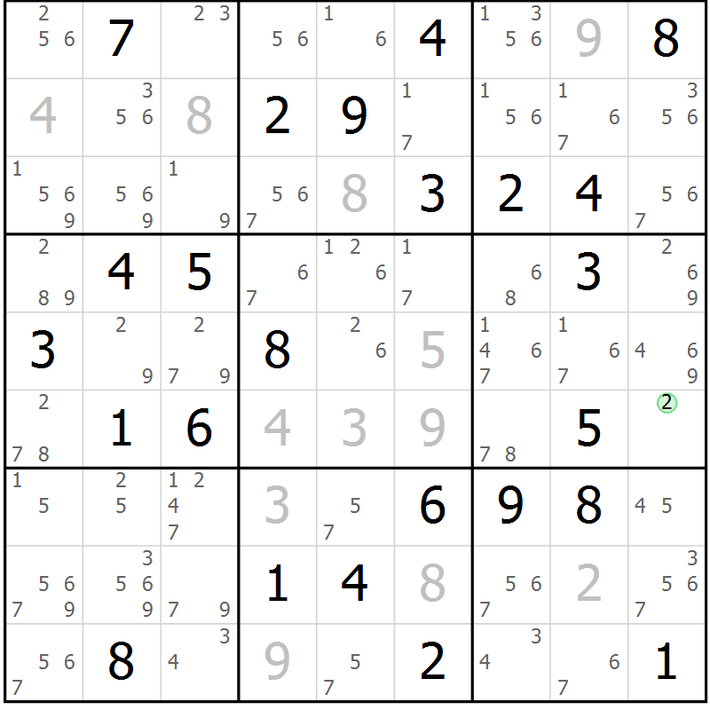 Position des candidats pour la solution de la Gr 35 page 38 du magazine de sudoku Suprême n° 034