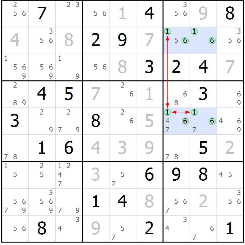Position des candidats pour la solution de la Gr 35 page 38 du magazine de sudoku Suprême n° 034