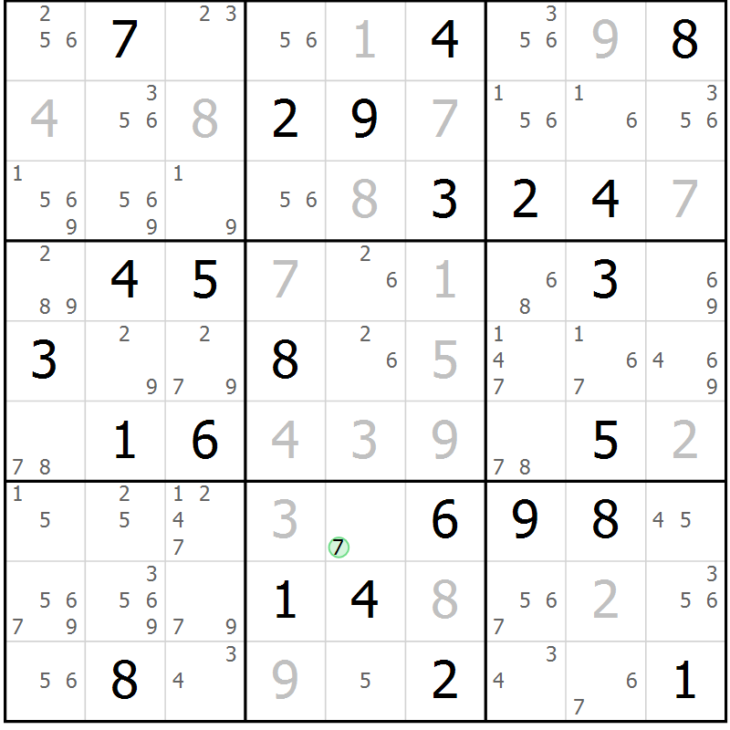 Position des candidats pour la solution de la Gr 35 page 38 du magazine de sudoku Suprême n° 034