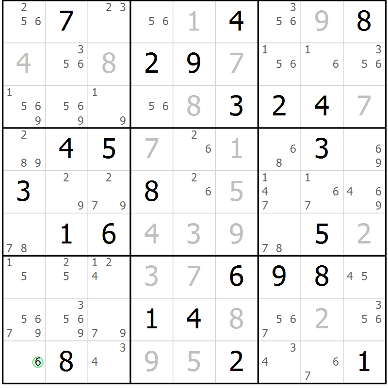 Position des candidats pour la solution de la Gr 35 page 38 du magazine de sudoku Suprême n° 034