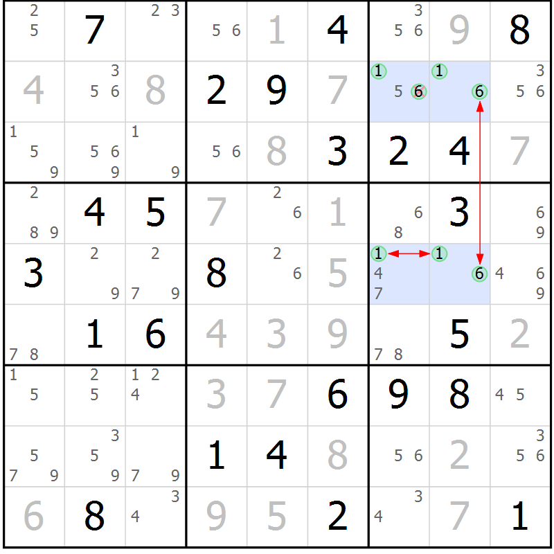 Position des candidats pour la solution de la Gr 35 page 38 du magazine de sudoku Suprême n° 034