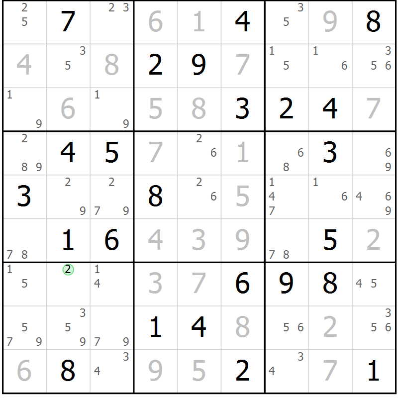 Position des candidats pour la solution de la Gr 35 page 38 du magazine de sudoku Suprême n° 034