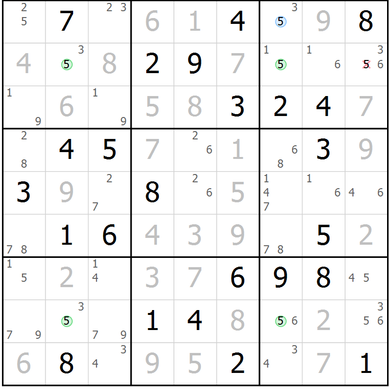 Position des candidats pour la solution de la Gr 35 page 38 du magazine de sudoku Suprême n° 034