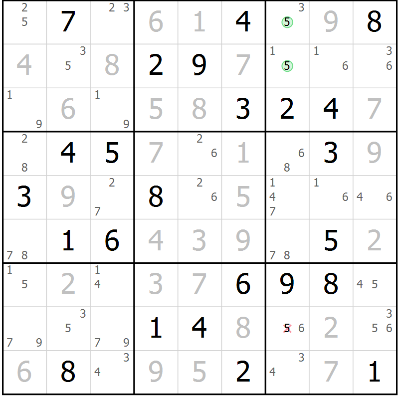 Position des candidats pour la solution de la Gr 35 page 38 du magazine de sudoku Suprême n° 034