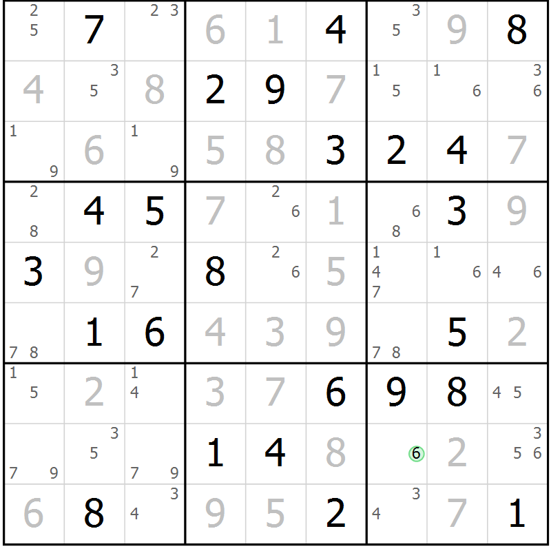 Position des candidats pour la solution de la Gr 35 page 38 du magazine de sudoku Suprême n° 034