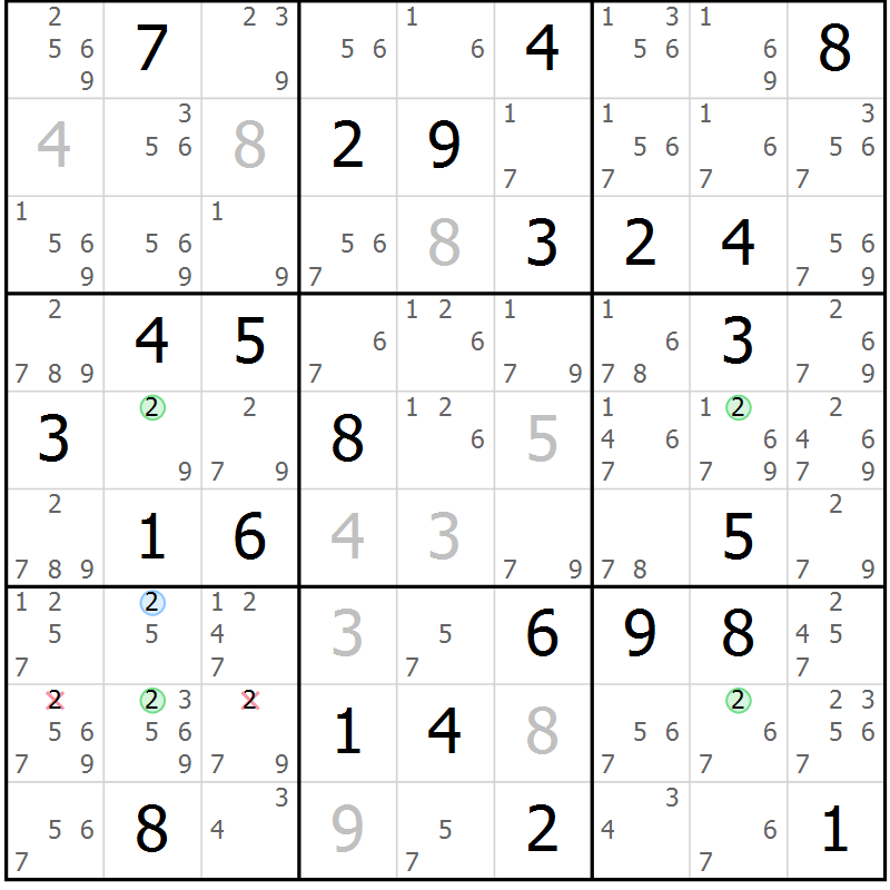 Position des candidats pour la solution de la Gr 35 page 38 du magazine de sudoku Suprême n° 034