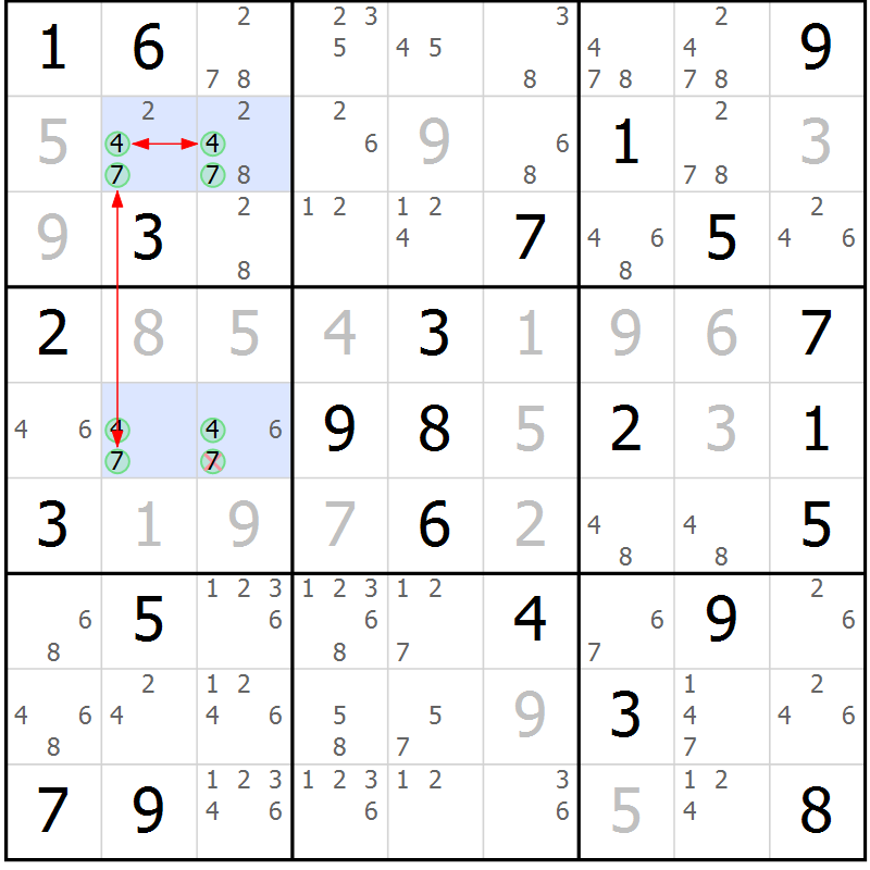 Position des candidats pour la solution de la Gr 37 page 40 du magazine de sudoku Suprême n° 034