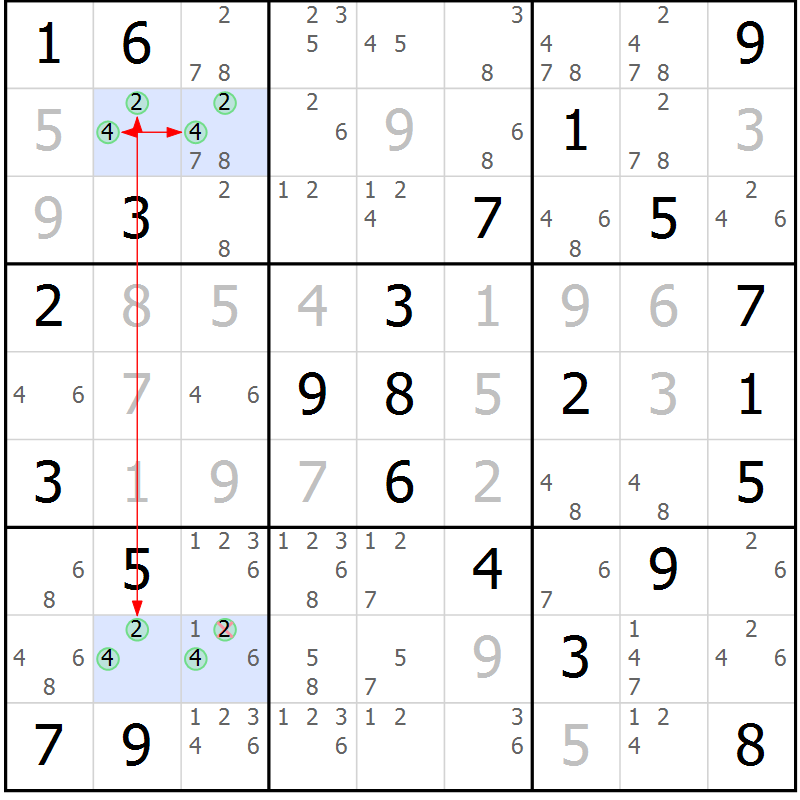 Position des candidats pour la solution de la Gr 37 page 40 du magazine de sudoku Suprême n° 034