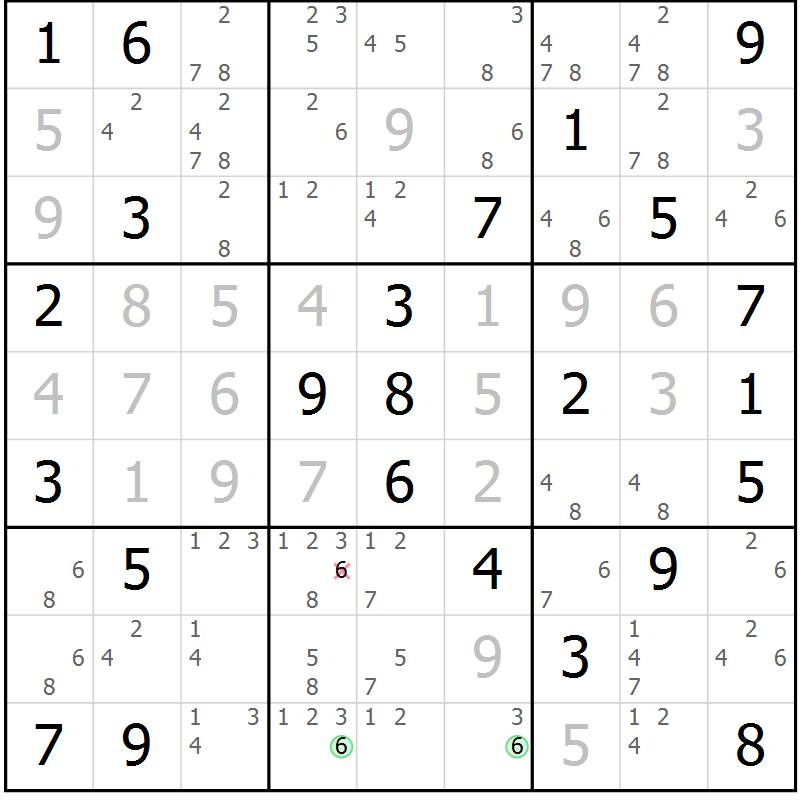 Position des candidats pour la solution de la Gr 37 page 40 du magazine de sudoku Suprême n° 034