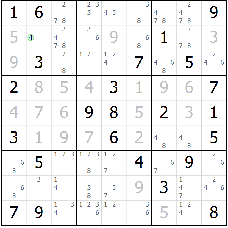 Position des candidats pour la solution de la Gr 37 page 40 du magazine de sudoku Suprême n° 034