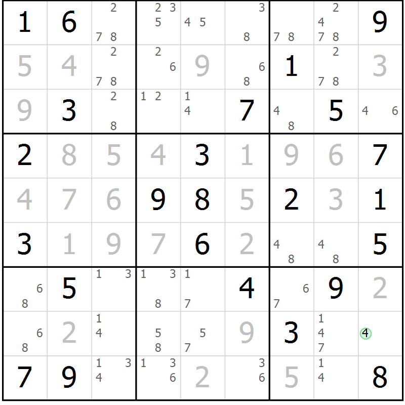 Position des candidats pour la solution de la Gr 37 page 40 du magazine de sudoku Suprême n° 034