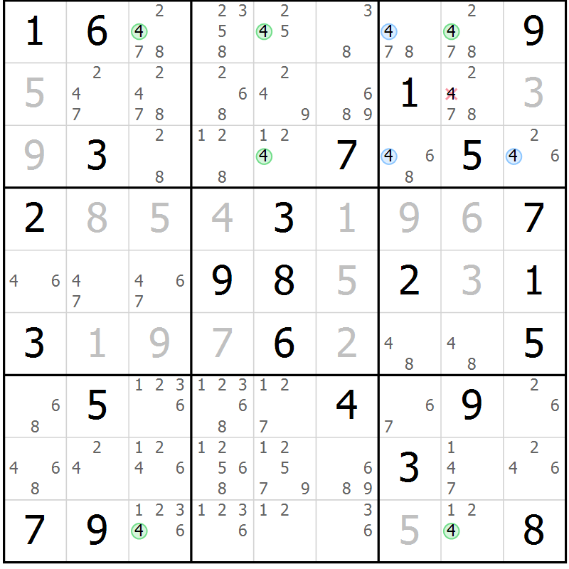 Position des candidats pour la solution de la Gr 37 page 40 du magazine de sudoku Suprême n° 034